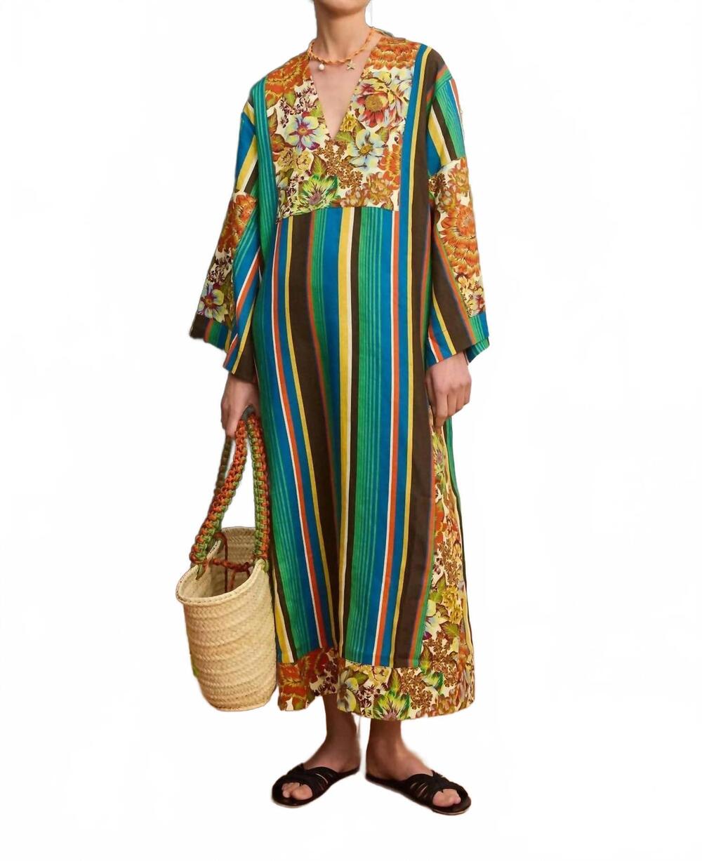 NEW ALEMAIS charlie midi kaftan dress in multi
